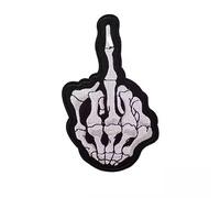 Skeleton Middle Finger Embroidered Patch Sew On Iron On Badge Gothic Pagan Skull