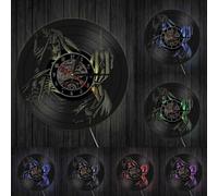 Skeleton Middle Finger Punk Skull Up Yours Vinyl Record Wall Clock Spiral Bone Finger Decorative With LED