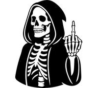 Skeleton Middle Finger Silhouette Waterproof Sticker Vinyl Decal - Use on Car Bumpers, Laptops, Water Bottles, Halloween Decor (Black)