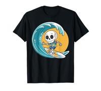 Skeleton Moon Surfing Surfer Surfboard Ocean Summer Beach T-Shirt