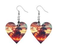 Skeleton Motorcross Fire Artistic Wooden Earrings Pendant Vintage Earring Hooks Trendy Vacation Dangle Boho Eardrop Love