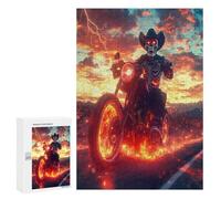 Skeleton Motorcross Fire Funny Wooden Picture Vertical Version Puzzle Wood Jigsaw Creative Gift for Adults And Family Game