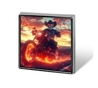 Skeleton Motorcross Fire Square Metal Brooches 1 Inch Decorative Badges Exquisite Decorations Pins for Clothing