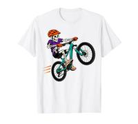 Skeleton Mountain Bike Wheelie Halloween MTB Rider Value Graphic T-Shirt, Men, White, M