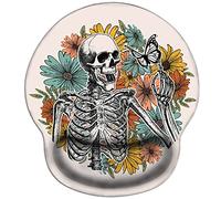 Skeleton Mouse Pad with Wrist Support, Funny Skull Ergonomic Mouse Pad for Wireless Mouse, Cute Mousepad with Non-Slip Rubber Base for Home Office Gaming Working Computers Laptop, 9.9 x 9.1 Inch