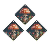 Skeleton Mystery Mushroom Car Air Freshener, 3 Pcs Rhombus Hanging Air Freshener Cards, Long Lasting Fragrance Scented Cards for Car, Home, Office Gray-style