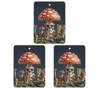 Skeleton Mystery Mushroom Car Air Freshener, 3 Pcs Square Hanging Air Freshener Cards, Long Lasting Fragrance Scented Cards for Car, Home, Office Black-style