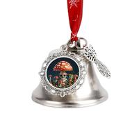 Skeleton Mystery Mushroom Christmas Bells Ornaments, Hanging Iron Jingles Decoration - Elegant Jingle Bell Ornament for Tree, Home, Festive Decor