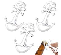 Skeleton Nautical Anchor Bottle Opener - 3 Pieces Barware for Beer | Compact Pirate Theme Metal Opener | Ideal Gift for Men, Sailor, Father’s Day