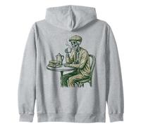 Skeleton Old Man Coffee Books Zip Hoodie
