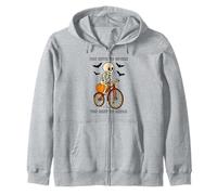 Skeleton On A Bike Too Cute To Spook Zip Hoodie