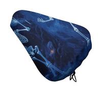 Skeleton on Display Bike Seat Cover Waterproof Oxford Fabric, Universal Adjustable Bicycle Saddle Cover with Drawstring Easy Install Protective Rain Dust Covers for Women Men