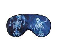 Skeleton on Display Sleep Mask for Women Men, Soft Eye Mask with Adjustable Strap for Sleeping, Light Blocking Travel Blindfold for Nap Comfortable Eye Cover for Home Office