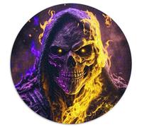Skeleton on Fire Adult Jigsaw Puzzles 1000 Pieces Round Jigsaw Puzzle 1000 Pieces Skill Level Beginner, Great for Birthday 67.5x67.5cm