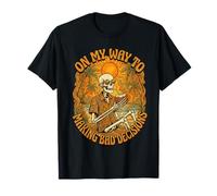 Skeleton On My Way to Making Bad Decisions Retro Sun T-Shirt
