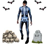 Skeleton Outfit Halloween Glowing Breathable Long-Sleeve Outfit