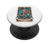 Skeleton Padel Player Tarot Card Funny Padel Sport PopSockets Adhesive PopGrip