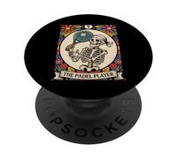 Skeleton Padel Player Tarot Card Funny Padel Sport PopSockets Adhesive PopGrip