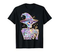Skeleton Pastel Skull Witch Drinking Coffee Grunge Halloween T-Shirt