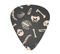 Skeleton Pattern Printed Guitar Picks With Organizer Storage Box 0.46 0.71 0.96 Mm Includes Thin Medium Heavy For Bass Electric Acoustic Guitars Ukulele 12 Pack