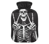 Skeleton Peace Black tag3 Hot Water Bottle with Cover for Pain Relief tag1 for tag2, 2L
