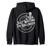 Skeleton Peace Sign Just Waiting for Halloween Zip Hoodie