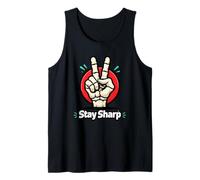 Skeleton Peace Sign Stay Sharp Graphic Tank Top