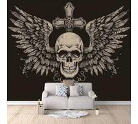 Skeleton Photo Wallpaper Death Cross Skull Wall Mural Art Wallpaper, Non-Woven Wall Paper, Decoration Poster Picture Mural 200 × 140 cm / 78.7" × 55.1" for livingroom Bedroom