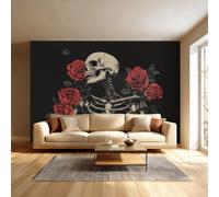 Skeleton Photo Wallpaper Peel and Stick Gothic 3D Wall Murals 150 x 105 cm | Peel and Stick Photo Wallpaper, Waterproof Large Photo Wallpaper for Living Room Bedroom Dormitory Hotel TV Background Wall