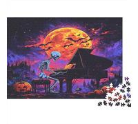 Skeleton Pianist Jigsaw Puzzles Puzzle for Adults Kids. 1000 Pieces Full Moon Bats Challenge Toy Educational Games Home Decoration for Educational Games Gifts 1000pcs (75x50cm)