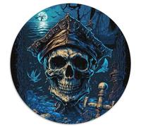 Skeleton Pirate 1000 Pieces Puzzles for Adults Round Jigsaws 1000 Pieces for Adults Family Game Night Fun, DIY Decorative Artwork 67.5x67.5cm