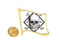 Skeleton Pirate 1989 Decoration Pattern Golden Metal Flag Lapel Pin Badge
