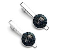 Skeleton Pirate 2 Pcs Tie Clips for Men Necktie Tie Bar | Electroplated Copper Men's Tie Clips Smooth Surface Tie Clasps Lightweight Necktie Clip for Father Husband Business Wedding