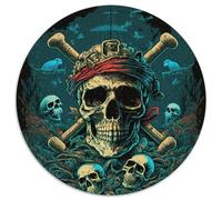 Skeleton Pirate Jigsaw Puzzles for Adults 1000 Piece Round Jigsaws 1000 Pieces for Adults Brain Teaser Game for Teenagers, Perfect 67.5x67.5cm