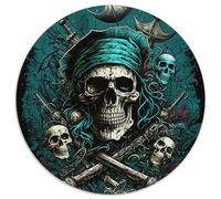 Skeleton Pirate JigsawPuzzle 1000 Pieces for Adults Round JigsawPuzzle 1000 Pieces for Adults for Home Decor, Ideal Christmas & New Year Gift for Teenagers 67.5x67.5cm