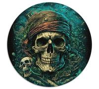 Skeleton Pirate Jigsaws 1000 Pieces for Adults Round Jigsaw Puzzles 1000 Pieces for Adults Brain Teaser, Adult Game, Family Interactive Activity 67.5x67.5cm