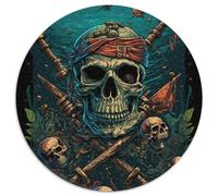 Skeleton Pirate Jigsaws 1000 Pieces for Adults Round Jigsaw Puzzles 1000 Pieces for Adults Brain Teaser, Adult Game, Family Interactive Activity 67.5x67.5cm