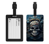 Skeleton Pirate Luggage Tags Suitcases - TPU Travel Bag Tags with Name Id Label and Black Loop - Unique Cute Id Labels for Women Men Suitcase Baggage Bag Backpack Instrument