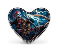 Skeleton Pirate Ocean Storm Novelty Metal Badges Love Shape Heart Form Brooch Pin Clothes Hat Bag Accessories