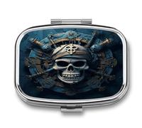 Skeleton Pirate Pill Box Pill Organizer Pill Case 2 Compartment Medicine Pill Organizer Small Pill Case Pill Container Pill Holder Cute Pill Box Mini Pill Case