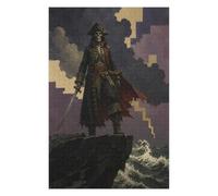 Skeleton Pirate Storm Cliff Jigsaw Puzzle 1000 Pieces in Wood