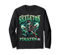 Skeleton Pirates Blazing Ghost Twin Guns Undead Fury Long Sleeve T-Shirt