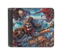 Skeleton Pirates Printed Bifold Wallet with Hidden Compartments Pocket Money and Credit Card Holder for Men Women