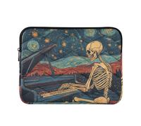 Skeleton Play The Piano Starry Sky Laptop Sleeve Case 15-16 Inch Laptop Zipper Case for Work Journey