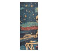 Skeleton Play The Piano Starry Sky yoga matts for men printed, non slip, yoga towel mat with bag tapete para ejercicio 71x26 inches