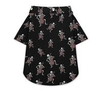 Skeleton Playing Cello Dog Hawaiian Shirt Stretch Collar Button Down Pet Clothes for Small Medium Puppy