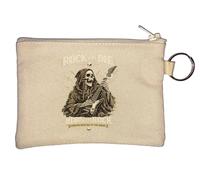Skeleton Playing Electric Guitar Key Chain Coin Purse Beige
