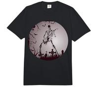 Skeleton Playing Electric Guitar Solo in Moonlit Graveyard Comfort Colors Adult Heavyweight T-Shirt