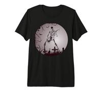 Skeleton Playing Electric Guitar Solo in Moonlit Graveyard Premium T-Shirt