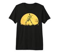 Skeleton Playing Electric Guitar Solo in Moonlit Graveyard Premium T-Shirt